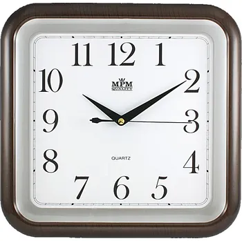 Hodiny MPM Hranaté analogové hodiny v imitaci dřeva MPM E01.2440 (MPM Hranaté analogové hodiny v imitaci dřeva MPM E01.2440)