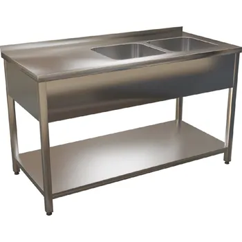 Nerezový dřez Dřez nerez KSVKP s lisovanými vanami a spodní policí - hloubka 600mm Délka: 900x600mm