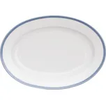 Thun 1794 Mísa oválná, český porcelán, 24 cm, bílá krajka, modrý lem, Thun,