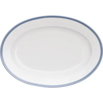 Thun 1794 Mísa oválná, český porcelán, 24 cm, bílá krajka, modrý lem, Thun,