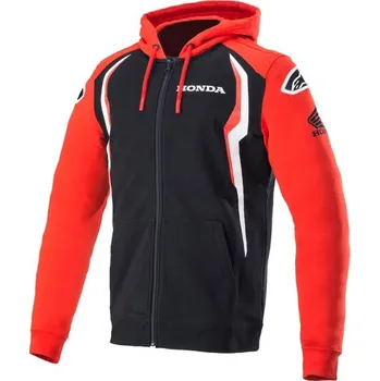 Pánská mikina Mikina na zip s kapucí HONDA, ALPINESTARS (červená/černá) (Velikost: 5XL)