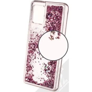 Pouzdro na mobilní telefon 1Mcz Liquid Diamond Sparkle ochranný kryt s přesýpacím efektem třpytek pro Samsung Galaxy A42 5G růžově zlatá (rose gold)