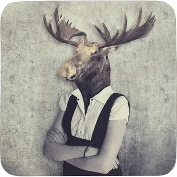 Podtácek s dámou s hlavou losa ( 6ks ) - 10*10*0,4cm