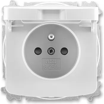 Elektrická zásuvka ABB 6619A-A06397 S Tango® Zásuvka jednonásobná s ochranným kolíkem, s clonkami, s víčkem,Světle ŠEDÁ náhrada za 5519A-A02397