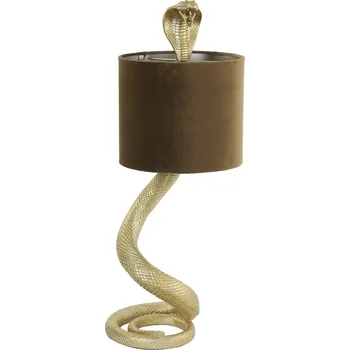 Lampička Zlatá stolní lampa va tvaru hada Snake s karamelovým stínidlem - 27*25*68cm / E27