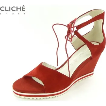 Dámské sandále Červené sandálky na klínu, Adriana 04 38