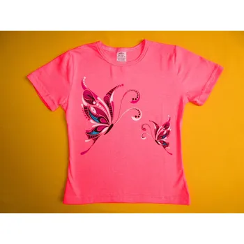 Arex, ČR Dívčí tričko krátký rukáv Motýli 1 - vel. 104 Barva: růžová, Velikost: 104