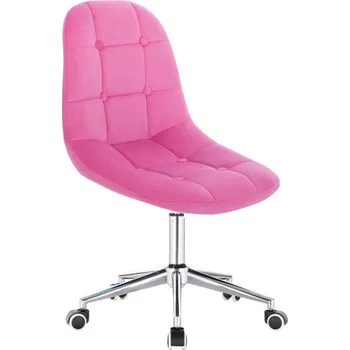 LuxuryForm DESIGN Kosmetická židle SAMSON VELUR na stříbrné základně s kolečky - růžová