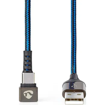 Datový kabel NEDIS USB 2.0 Kabel | A Zástrčka na Zástrčku Type-C™ | Herní Konektor 180 | 2 m | Kulatý | Opletený | Černo-modrý