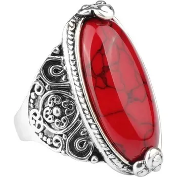 Prsten Velký prsten s tyrkysem - červený