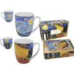 Carmani® Carmani - Porcelánové hrnky V. Gogh, Hvězdná noc a noční terasa kavárny v dárkovém kufříku - 2*450 ml
