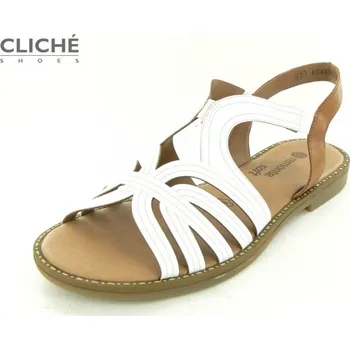 Dámská móda Bílo hnědé sandálky, nadměrné, D3659-80 43