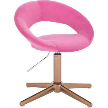 LuxuryForm DESIGN Kosmetická židle NAPOLI VELUR na zlatém kříži - růžová