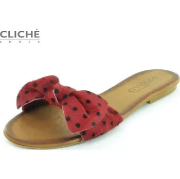 Dámské sandále Pantoflíčky, červená puntík, výprodej 41