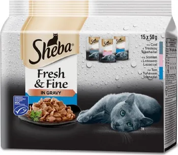 Krmivo pro kočku Sheba Fresh & Fine Adult in Gravy Rybí výběr 15 x 50 g