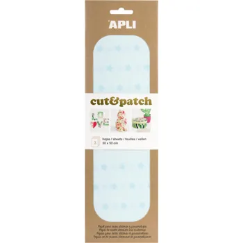 Barevný papír Apli Cut & Patch papír na ubrouskovou techniku Hvězdičky modrý pastel 30 x 50 cm 3 kusy