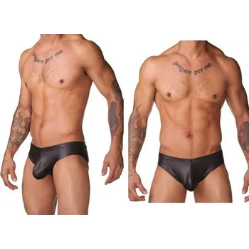 Pánské erotické prádlo Pánské lesklé černé erotické sexy striptérské slipy Briefs Shiny Eros XL Zlatá