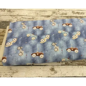 Textilie Plátno autíčka na modré