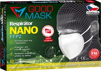 respirátor Good Mask GM2 Nano FFP2 bílý 3 ks