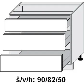 Kuchyňská skříňka Dolní skříňka se zásuvkami TITANIUM FINO BÍlÁ 90 cm