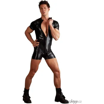 Pánské erotické prádlo Lesklý krátký pánský overal, L