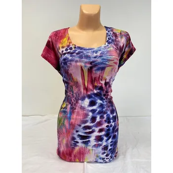 Dámská tunika Barevná halenka DIPOL, Barva Růžová, Velikost XL48, Rukáv 3/4 rukáv