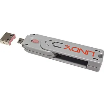 Elektrický konektor Lindy Záslepka pro USB A port, 4ks + klíč, růžová (40450) - 11.43.3007
