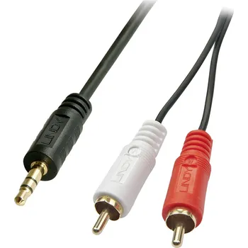 Audio kabel LINDY 35685 cinch / jack audio kabel [2x cinch zástrčka - 1x jack zástrčka 3,5 mm] 10.00 m černá