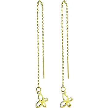 Náušnice Šperky4U Provlékací zlacené ocelové náušnice s motýlky - OPN1423-GD