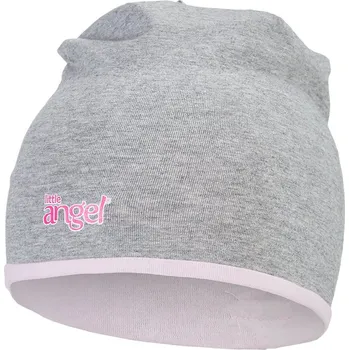 Módní doplněk Little Angel Čepice podšitá Outlast® Šedý melír/růžová baby velikost 1 (36-38 cm)