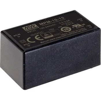 Měnič napětí MEAN WELL MPM-10-12 AC/DC zdroj do DPS 12 V/DC 850 mA