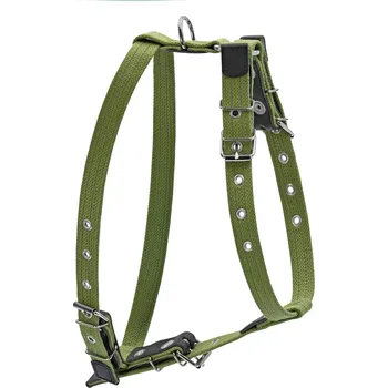 Vodítko pro psa Zelené bavlněné kšíry pro středně velká plemena (Pevné bavlněné kšíry s kovovou přezkou. Obvod kšír kolem krku je 47-72 cm, obvod kolem hrudníku je 68-80 cm. Šířka kšír je 25 mm. Kde měřit obvody je vyzobrazeno na obrázku níže.)