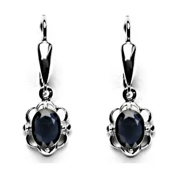 Náušnice Stříbrné náušnice, přírodní safír, NK 1140/20