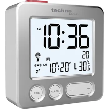 Budík Techno Line WT 265 DCF budík stříbrná časů buzení 1