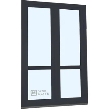 Vchodové dveře KNIPPING 70 AD, 1200x2100 mm, O+OS klapačka, s příčkou, antracit Otevírání: pravé, Barva, imitace: antracit/bílá (jednostranně), Provedení: jednostranná klika + madýlko + PVC rám