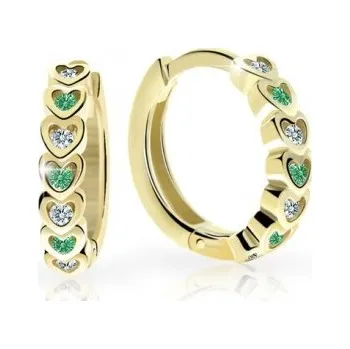 Náušnice Cutie Jewellery Zlaté dětské náušnice kroužky C3341Z-Green