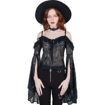 Dámské tričko tričko dámské - Breathless Lace Bardot - KILLSTAR - KSRA003267