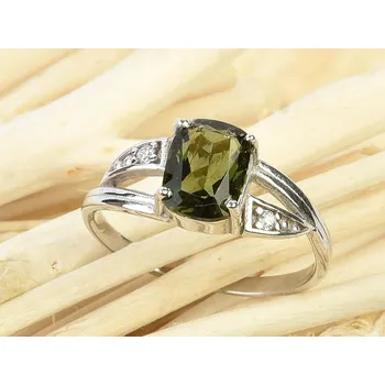 Prsten Vltavín stříbrný prsten zirkony Ag 925/1000 standard brus