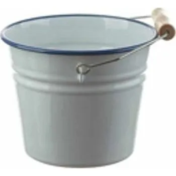 Bílý smaltovaný kyblík s modrou linkou White blue - Ø16*14cm - 1.5L