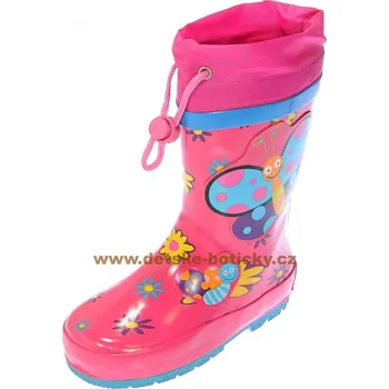 Dívčí holínky Pidilidi PL54 motýl růžová 24