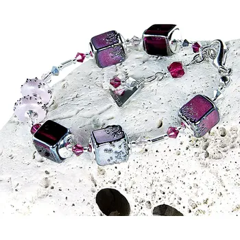 Náramek Lampglas Náramek Juicy Raspberry z perel Lampglas