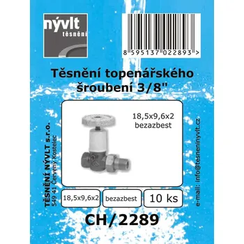 SADA plochého těsnění 3/8" ventil - bezazbest 18.5 x 9.6 x 2 mm - CH/2289