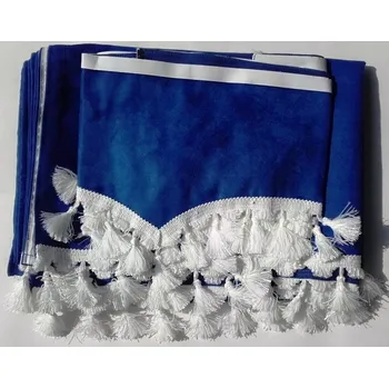 Stínítko do auta Kompletní sada závěsů univerzální, barva modrá a bílé střapce