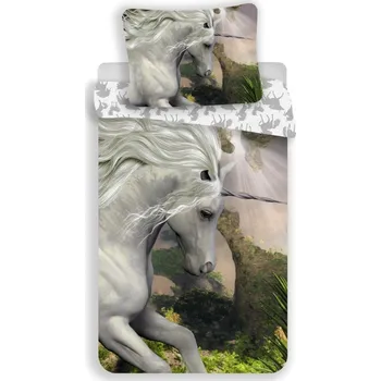 Povlečení Jerry Fabrics Unicorn "White" 140 x 200, 70 x 90 cm zipový uzávěr