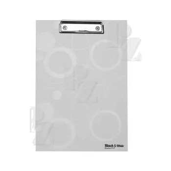 Kancelářské potřeby Psací podložka A4 s klipem jednodeska Black &amp; White 5-522 bilá, Karton P+P