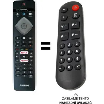 Dálkový ovladač Philips 43PUS7855 náhradní dálkový ovladač pro seniory.