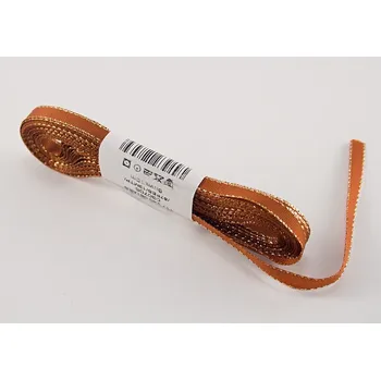 Stuha Taftové stuhy se zlatým okrajem - hnědá, zlatá - šířka 0,6 cm - 4 cm 0,6 cm