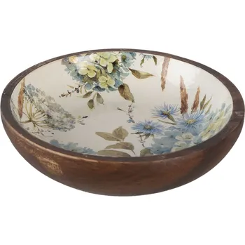 Hnědá dřevěná dekorativní miska s malbou Elis - Ø 24*4 cm