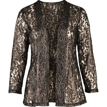 Dámské sako Kardigan krajkový lesklý černo stříbrný Sempre Piu ODE-S7358 - 60