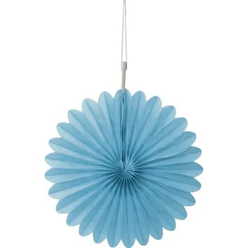 Unique - Sada 3 dekorativních papírových vějířů nebesky modrých - -